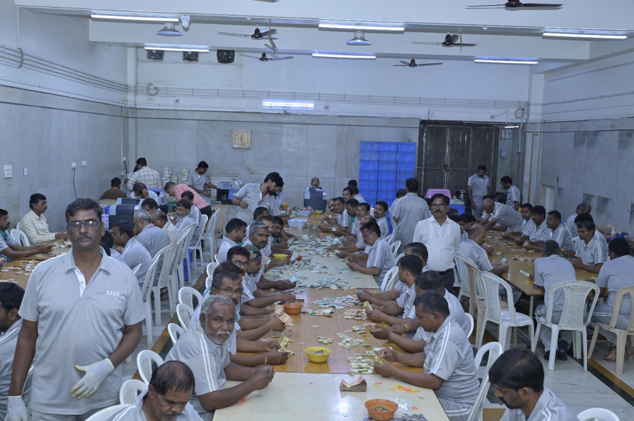 Devotees donate to Sai Baba on the occasion of Christmas and New Year....