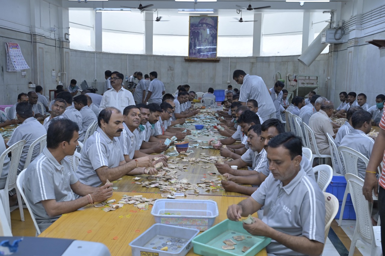 Devotees donate to Sai Baba on the occasion of Christmas and New Year....