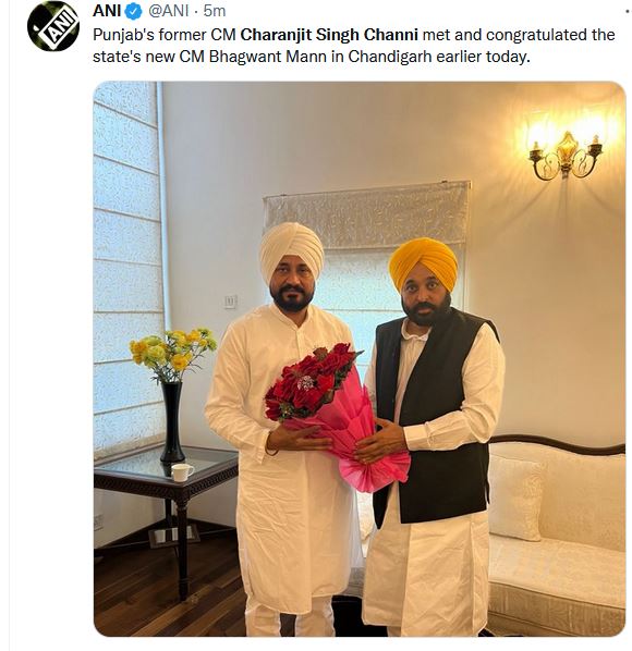 Former CM Channi meets with Chief Minister Bhagwant Mann