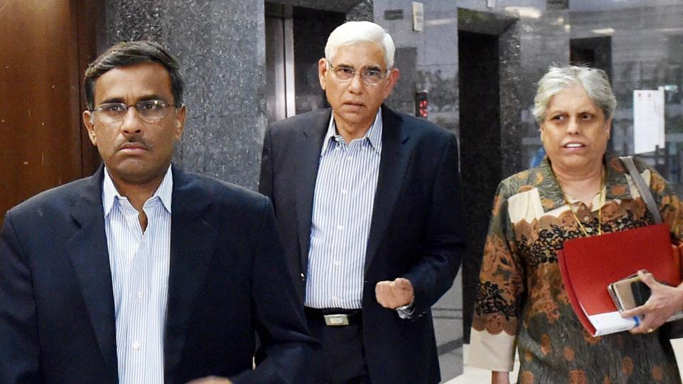 CoA members Ravi Thodge, Vinod Rai and Diana Edulji.