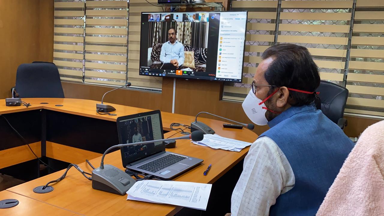 naqwi interacted with chairmen and senior officials of more than 30 state waqf boards through video conferencing