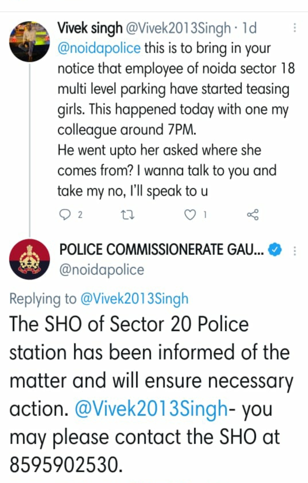 Police commissioner's tweet