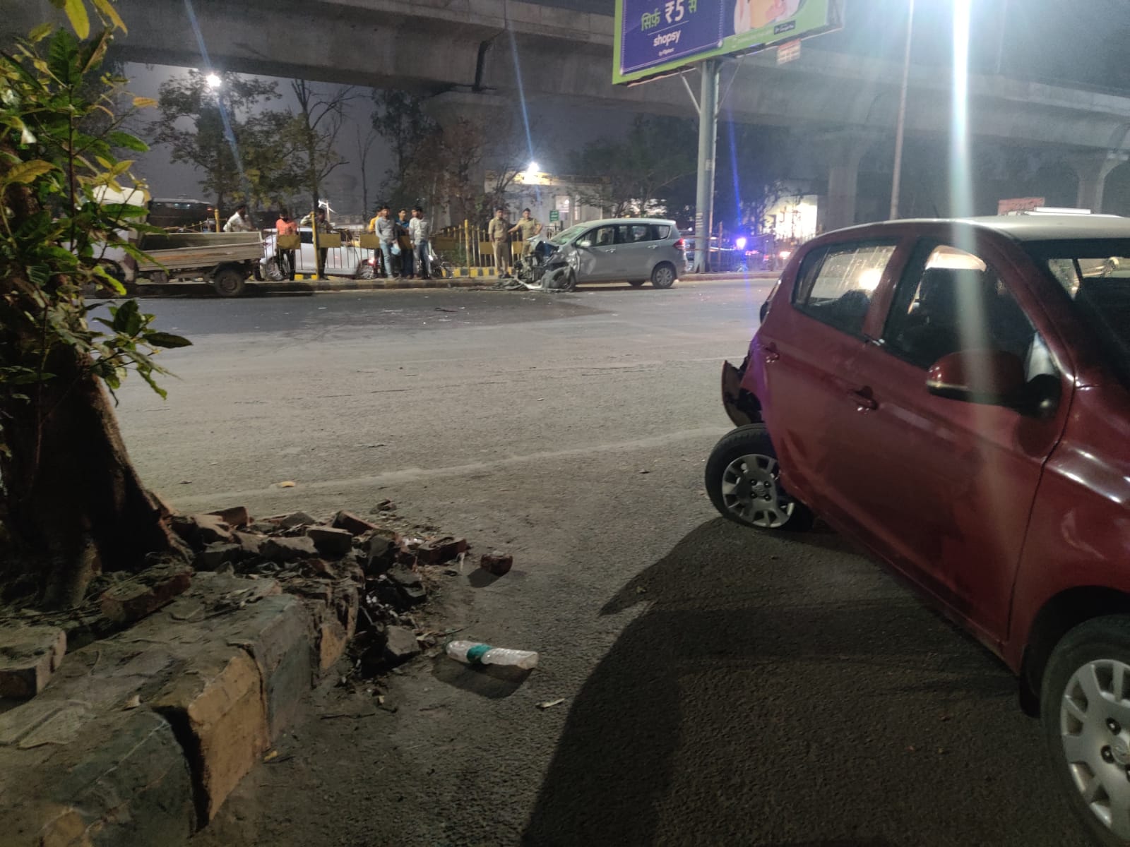 Drunk Ertiga car driver collides with car and tempo