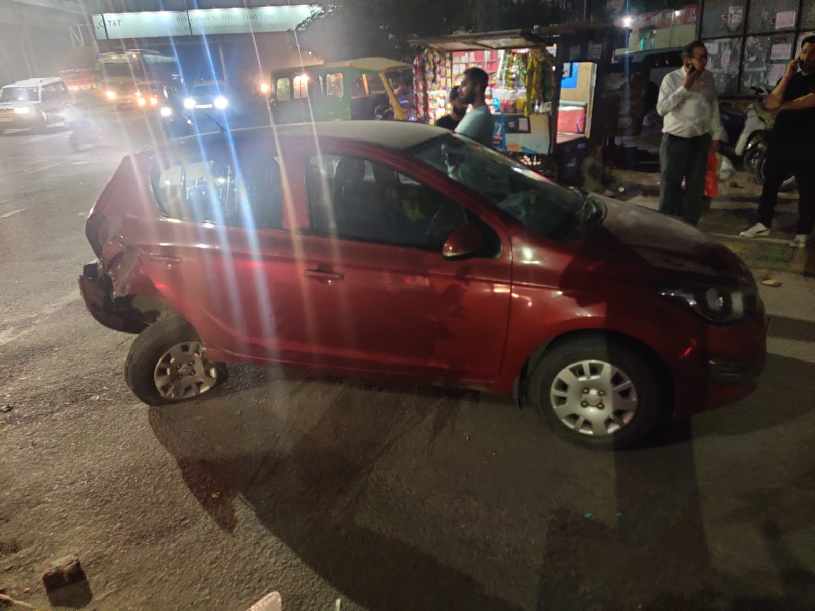 Drunk Ertiga car driver collides with car and tempo