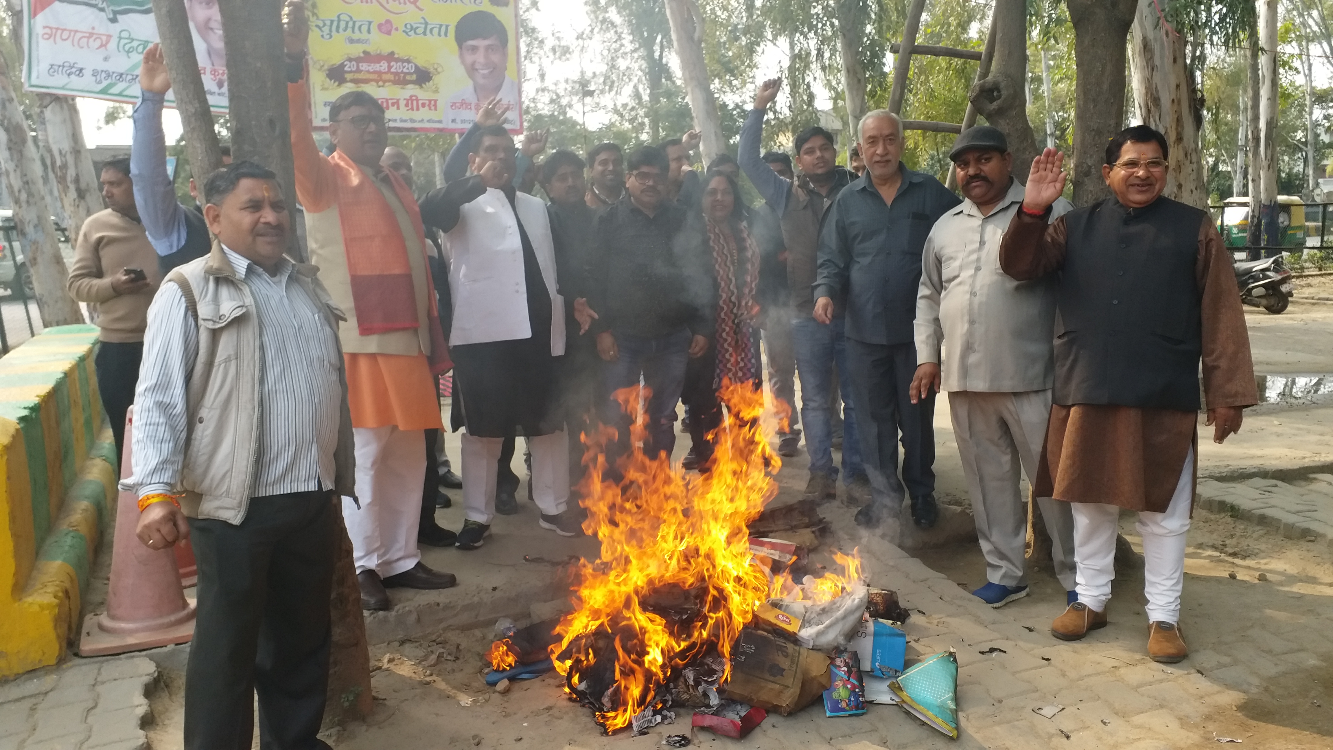 Protests against AIMIM leader Waris Pathan over his remarks against caa