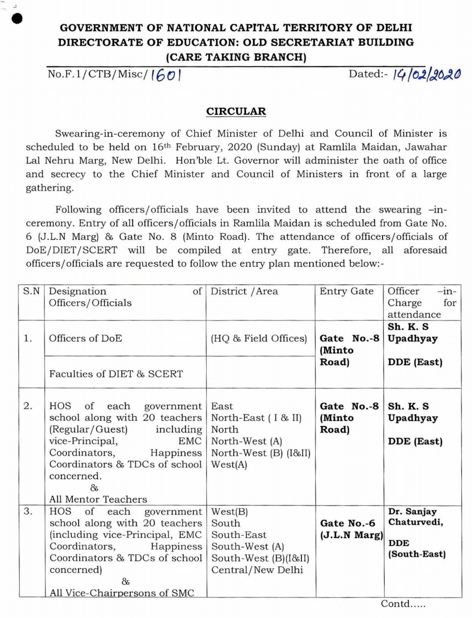 دہلی :حلف برداری میں اسائذہ کو حکومتی دعوت