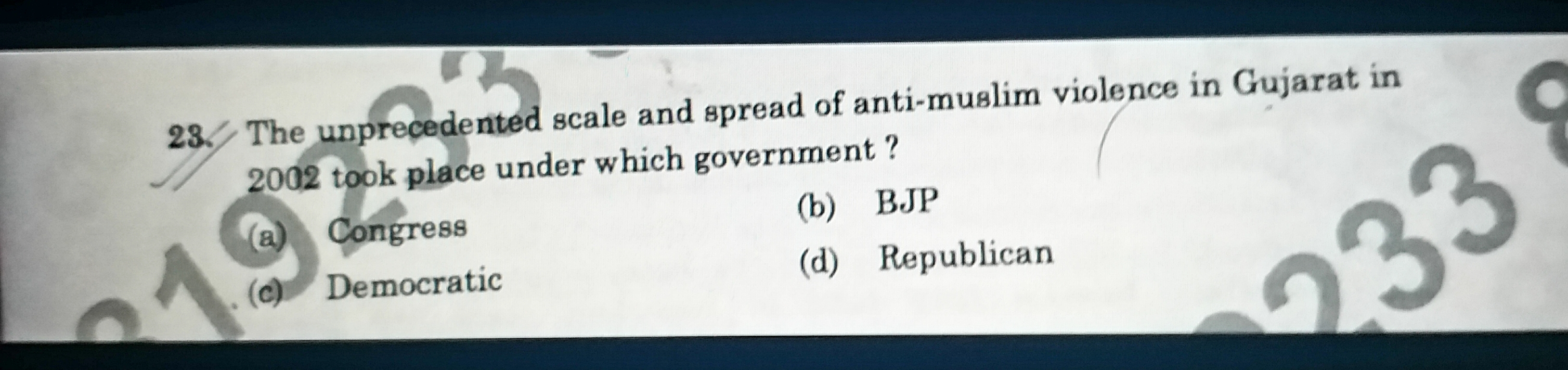 CBSE as Class 12 term paper asks MCQ on Gujarat riots