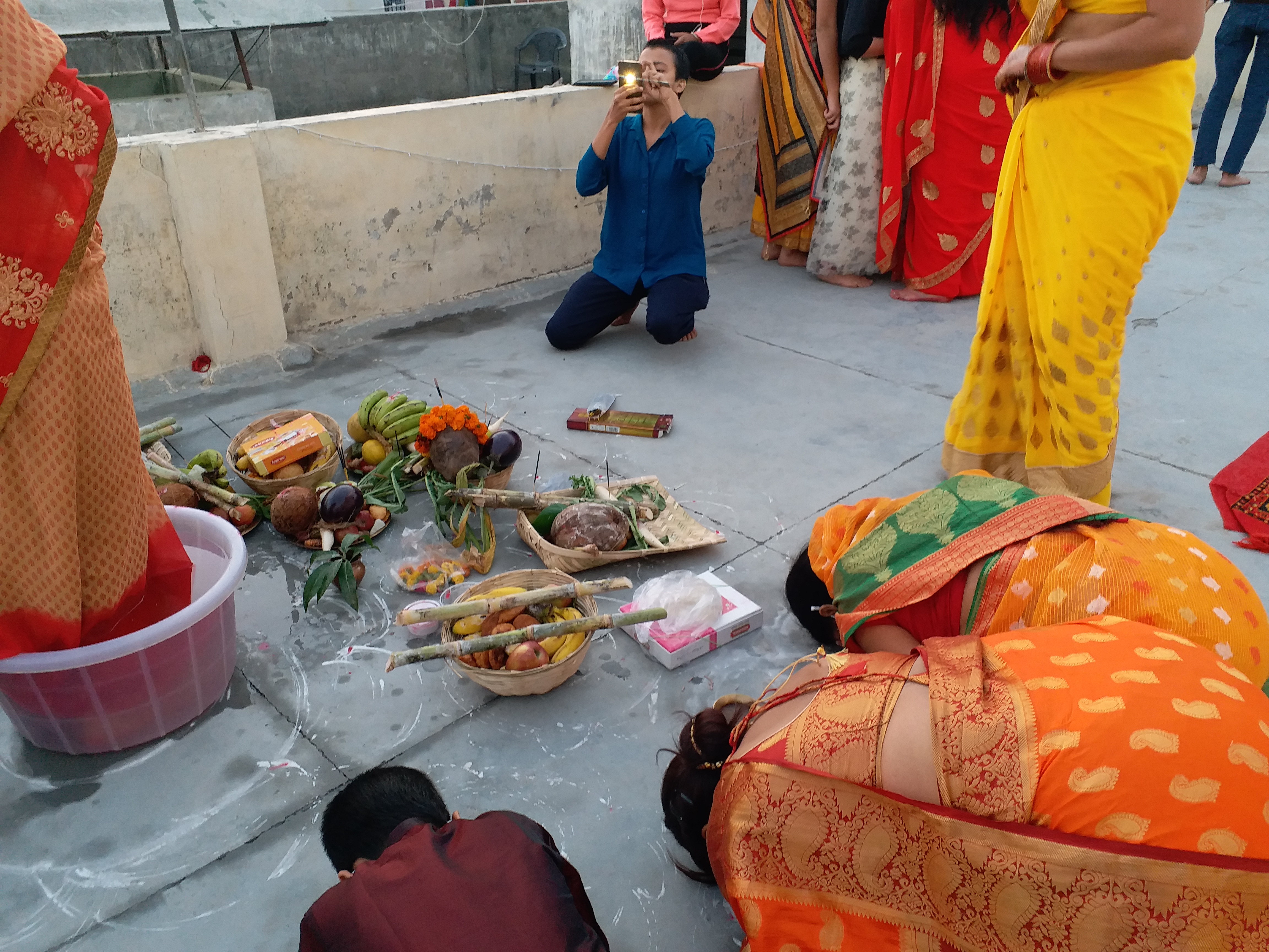 Women celebrated Chhath on the terrace