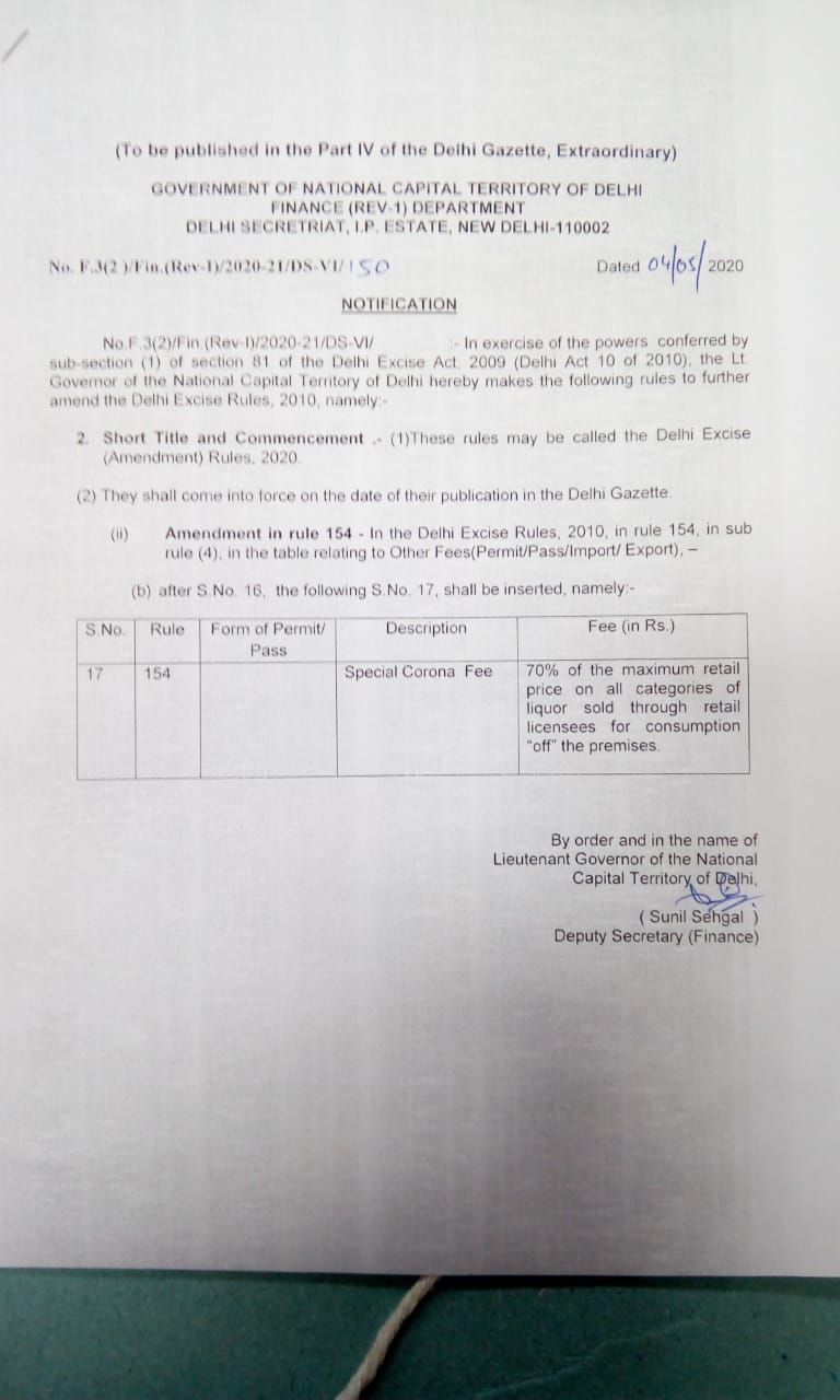 delhi government imposed special corona fees