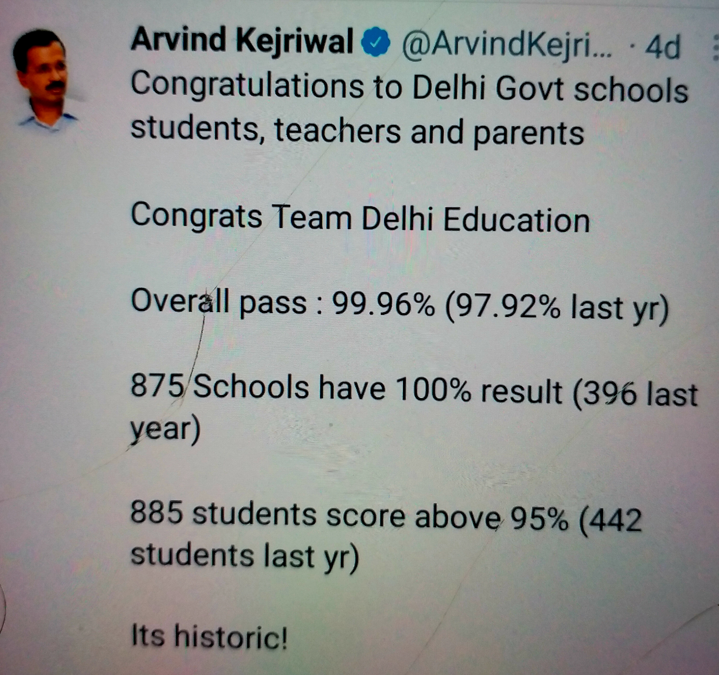 Chief Minister Arvind Kejriwal's tweet