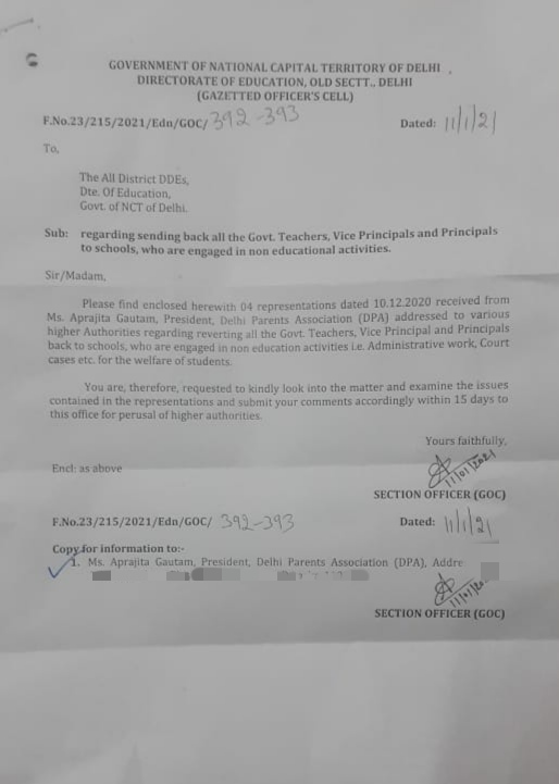 teachers will not be engaged in non academic work in delhi