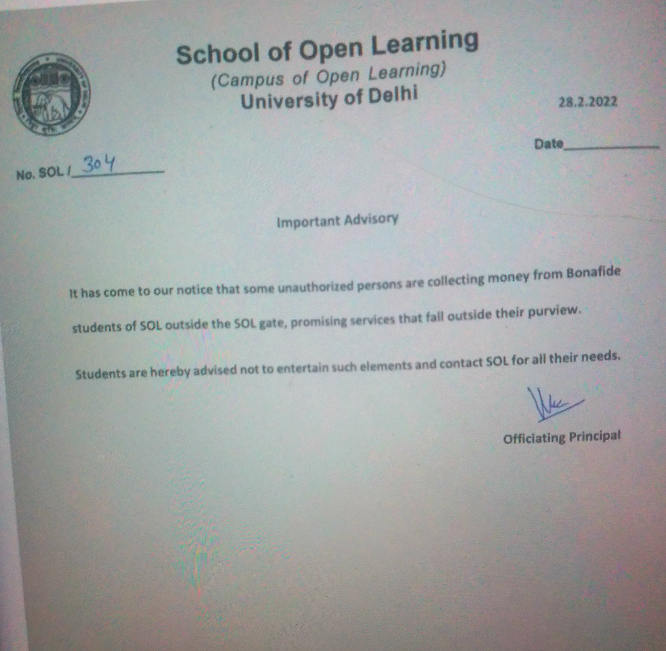 School of Open Learning DU