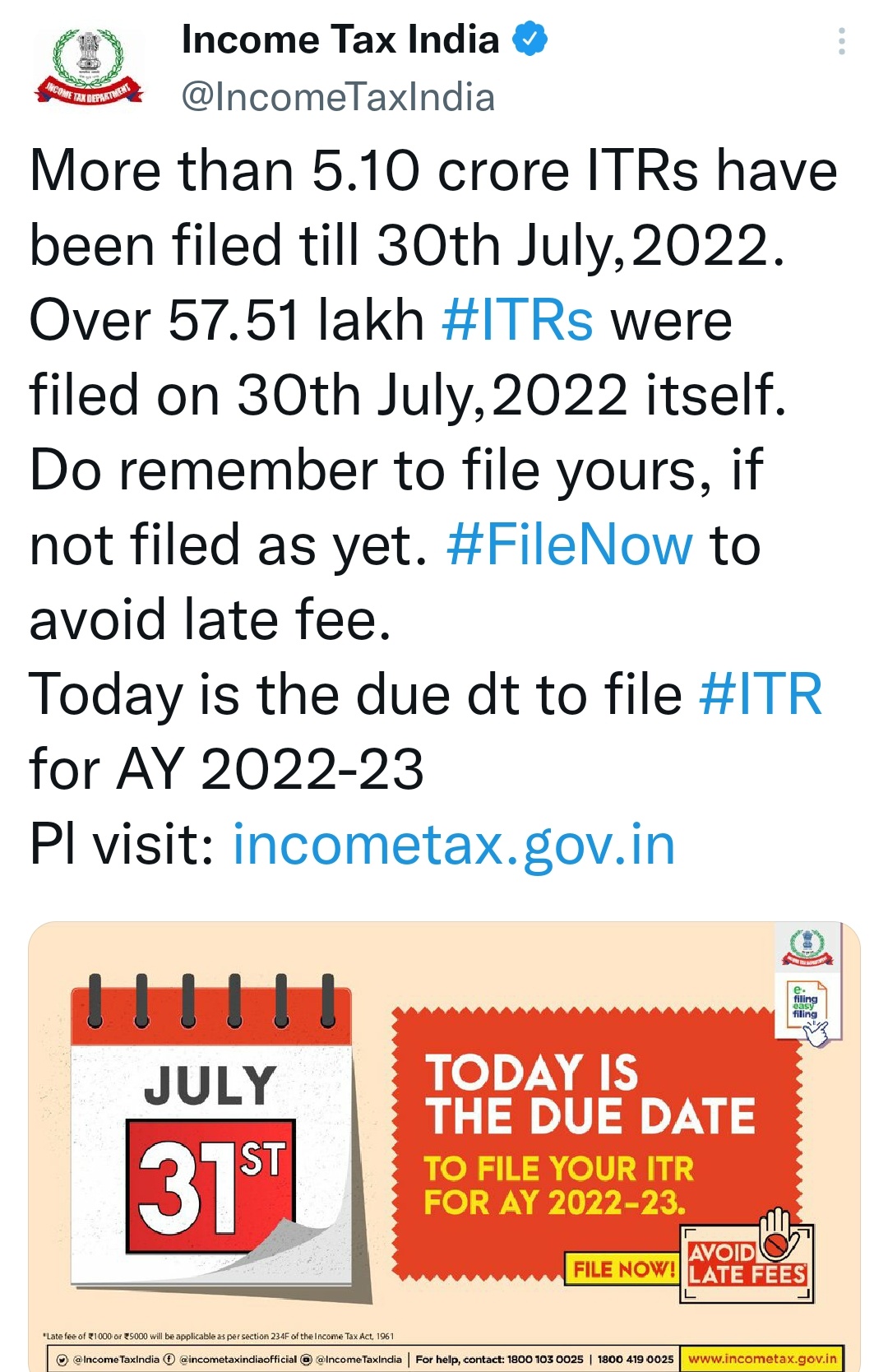 Income Tax Return for FY 2021 22