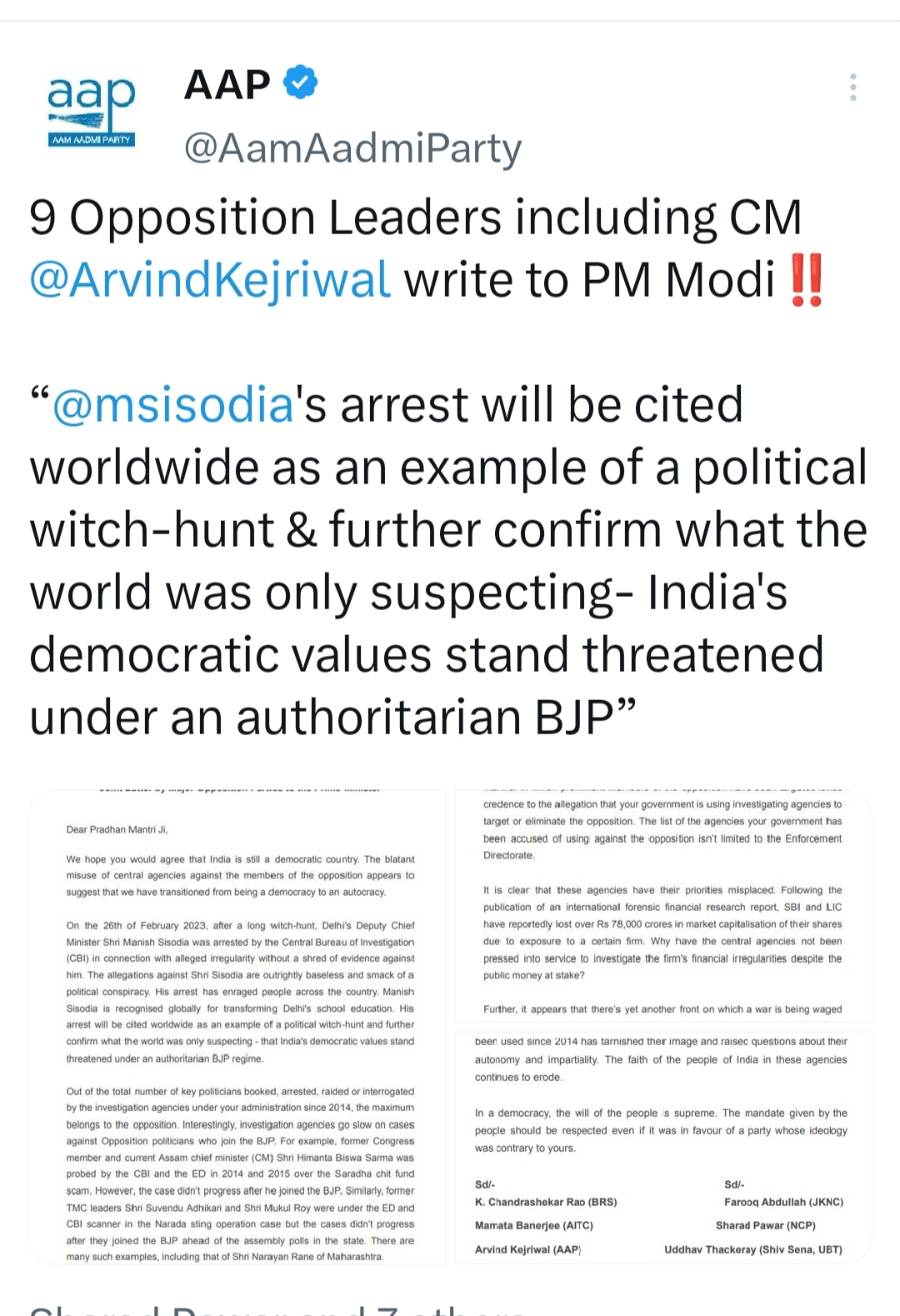 Kejriwal got the support of the opposition in Sisodia Arrest Case, letter write to PM