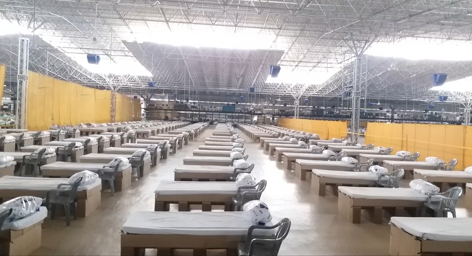 See how beds are being prepared in the largest covid care center and what is special