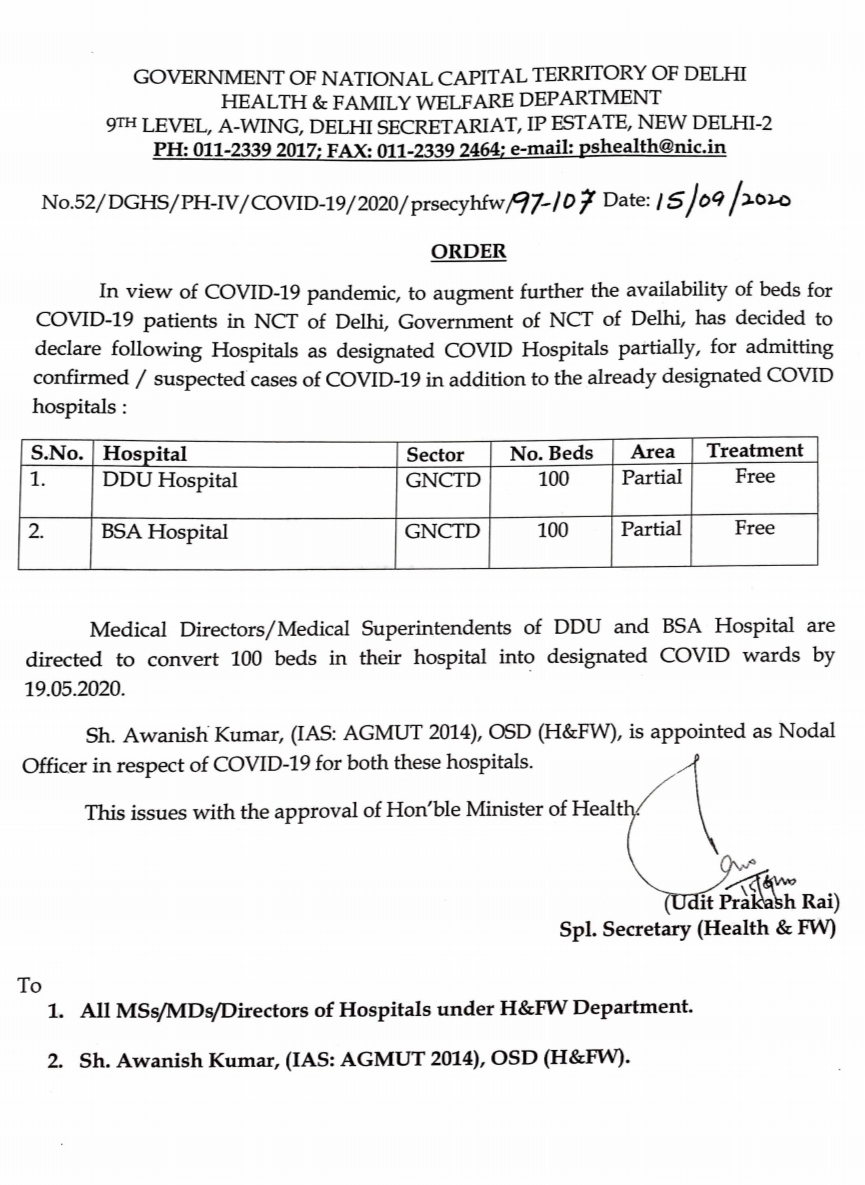 two more hospitals dedicated for covid in delhi