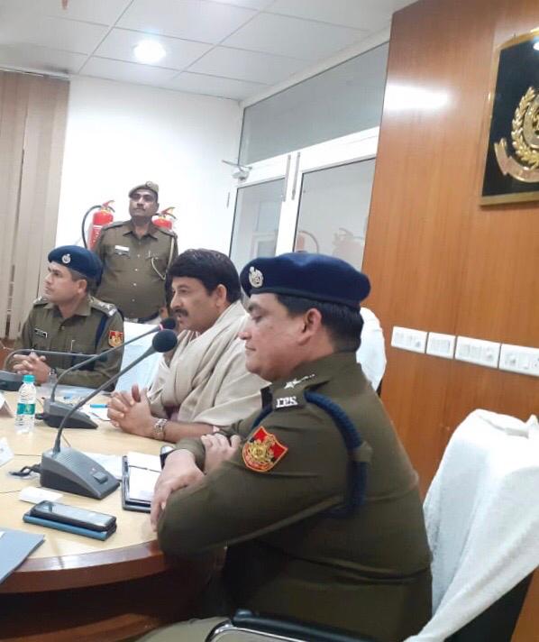 North East MP Manoj Tiwari meeting with police