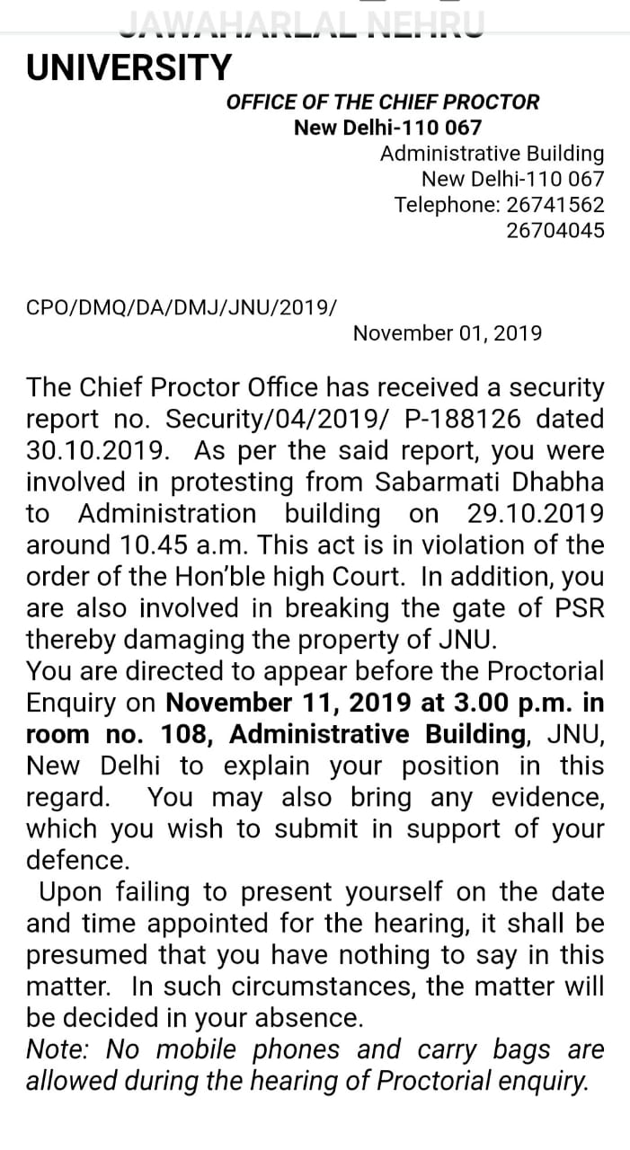 JNU Proctor office convenes inquiry to showcase students