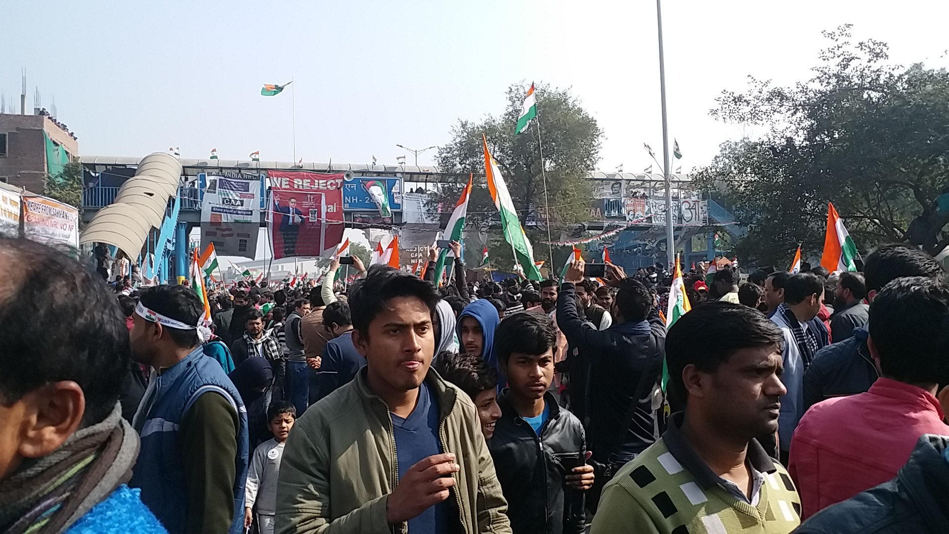 A 54-foot-high tricolor was thrown in Shaheen Bagh