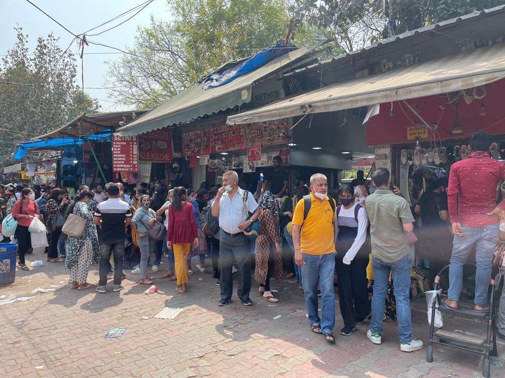 Sarojini Nagar market was buzzing with customers on second day of bomb blast threat