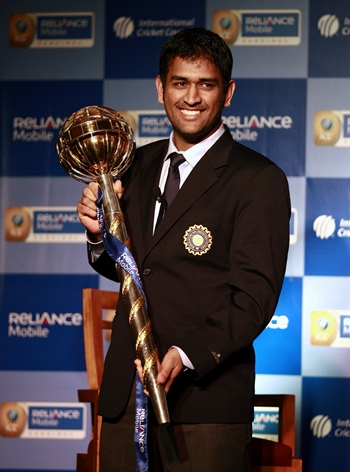 ICC flaunts the ICC Test Championship mace in 2009.