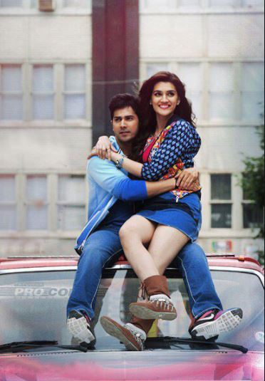 Kriti Sanon with Varun Dhawan in a still from Dilwale