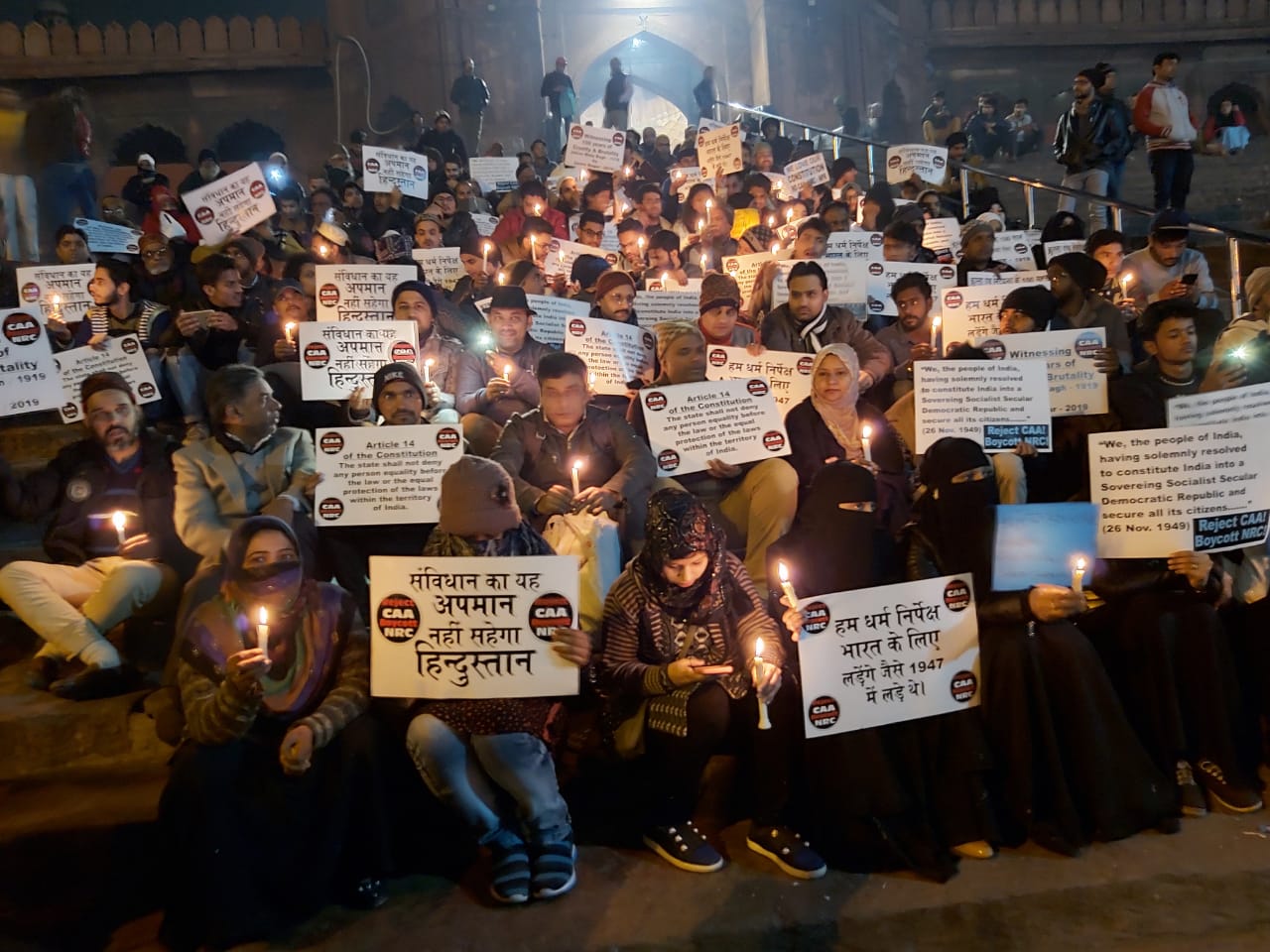 candle march at Jama Masjid