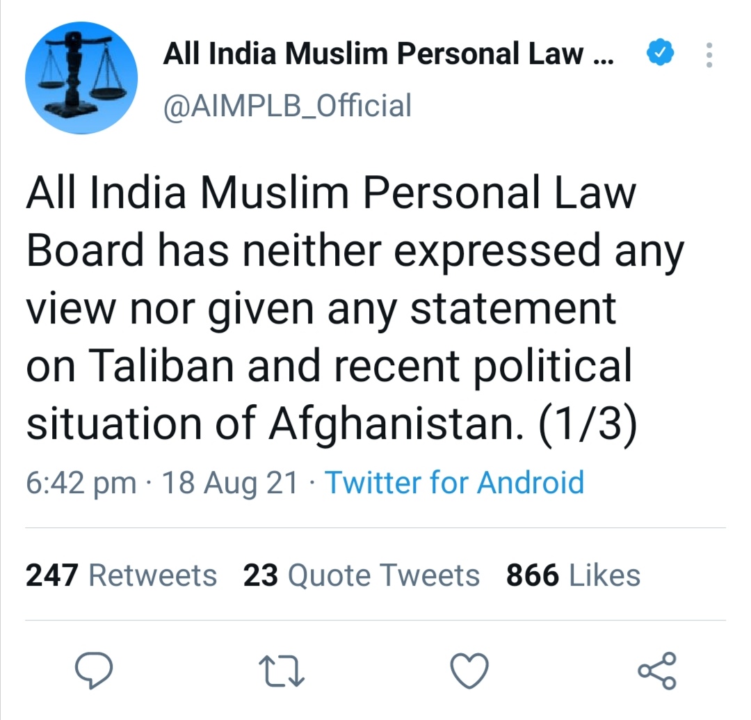 All India Muslim Personal Law Board Tweet