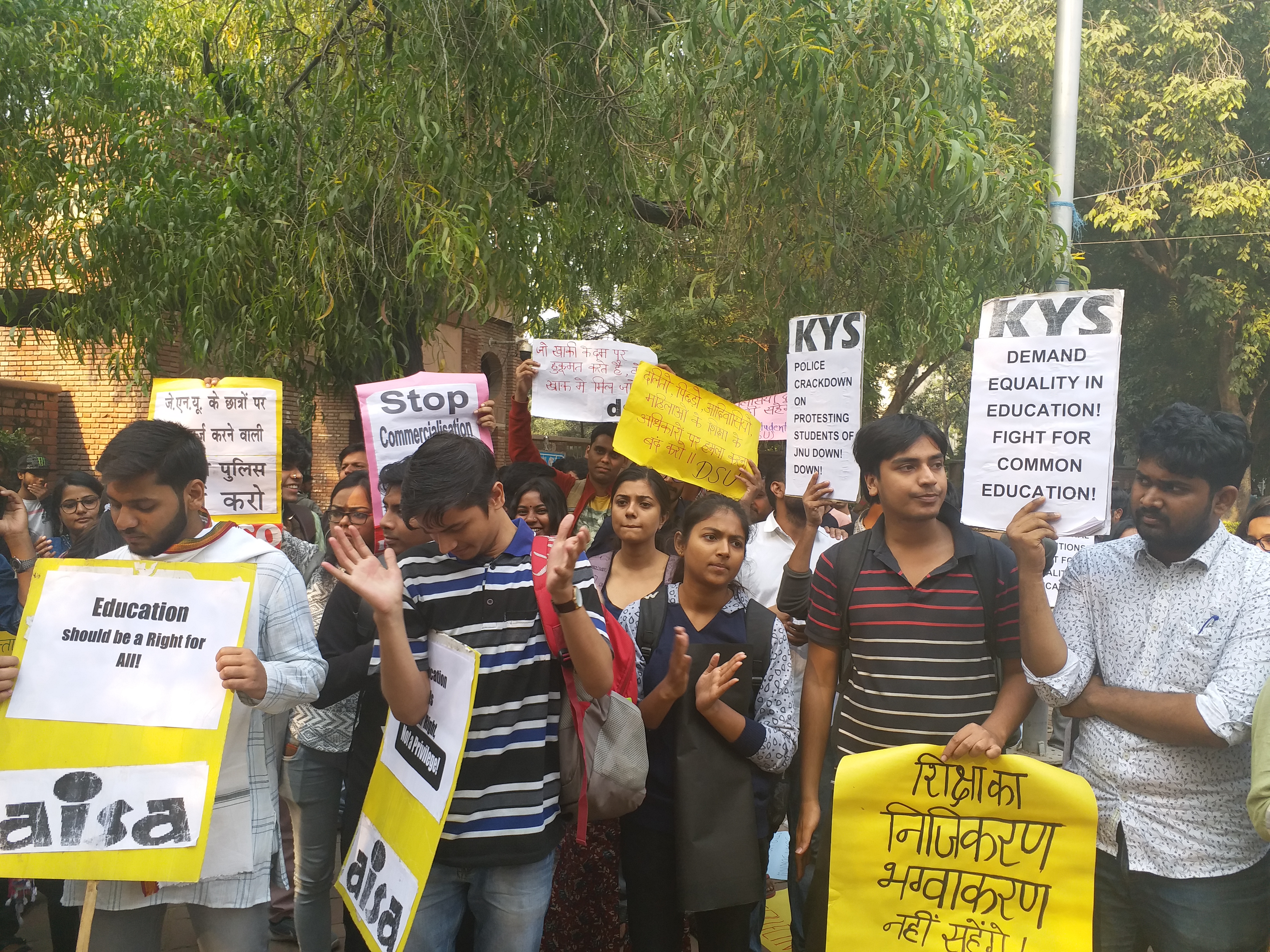 DU students protest in support of JNU students