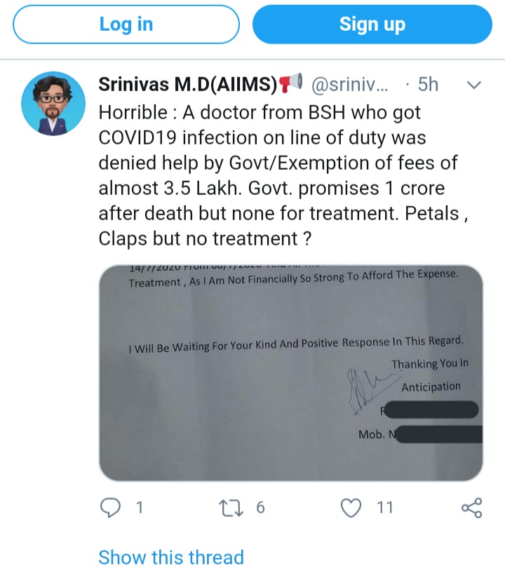 Dr. Srinivas tweet