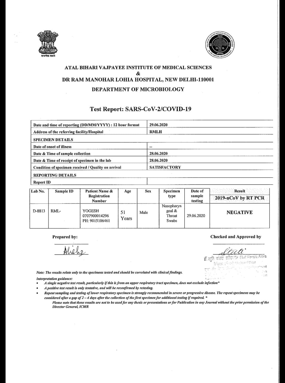 Covid patient admitted for 23 days in RML hospital finally discharged