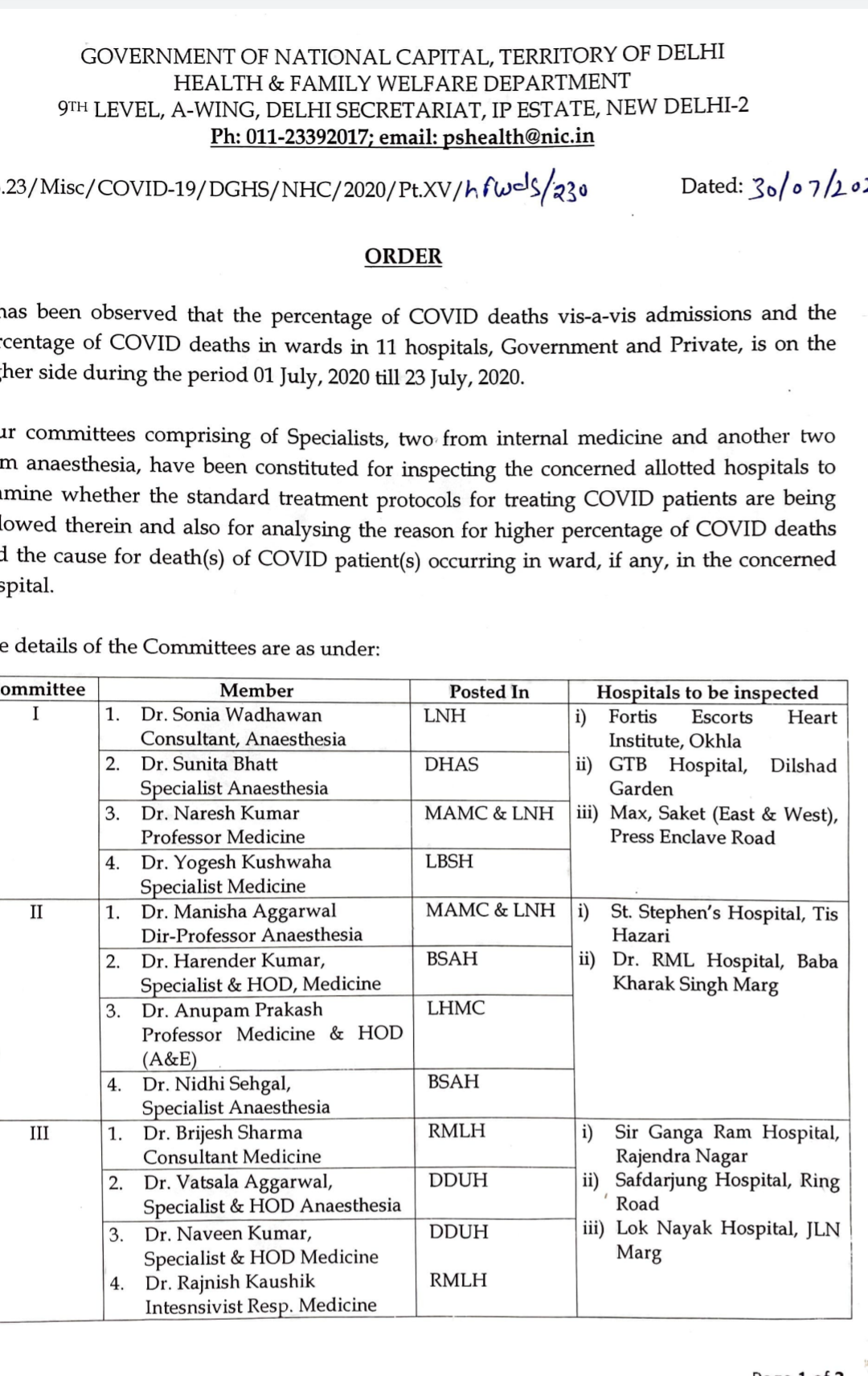 Delhi government constitutes 4 committees