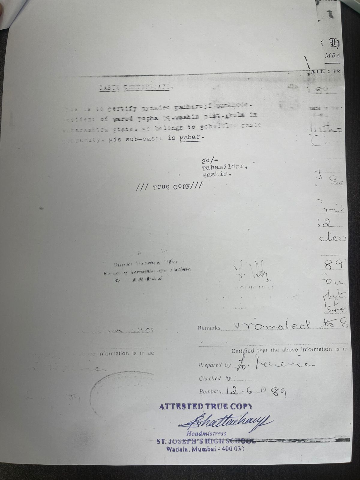 Documents provided by Sameer Wankhede In which Sameer Dnyandev Wankhede is mentioned