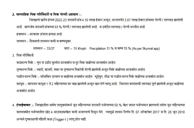 धुळे जिल्ह्यात सरासरीच्या तुलनेत अधिक पर्जन्यमान