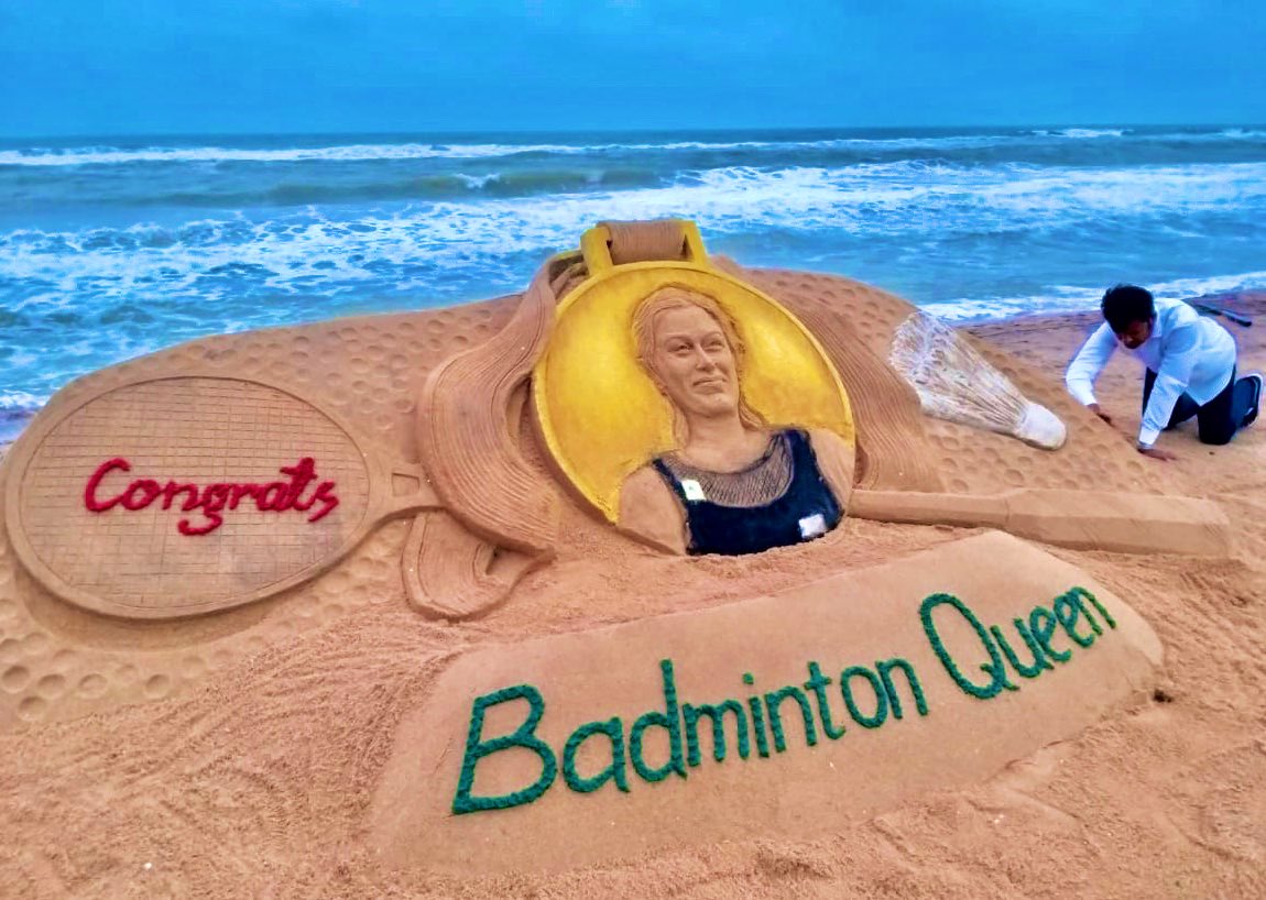 Sand Art for Badminton Queen Pv Sindhu