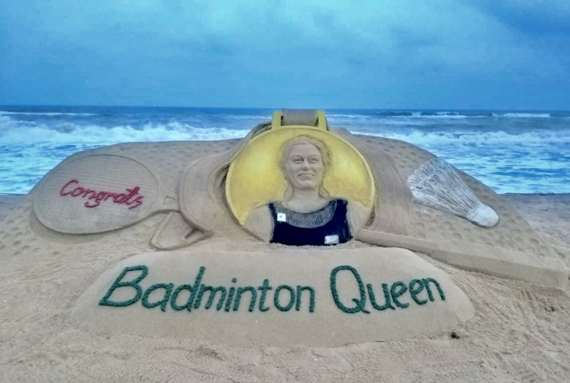 Sand Art for Badminton Queen Pv Sindhu