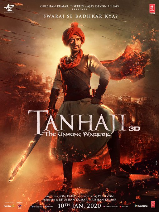 Tanhaji: The Unsung Warrior poster: Ajay looks fierce as Maratha warrior