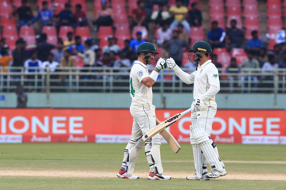 Dean Elgar and Quinton de Kock slammed 160 and 111 respectively.