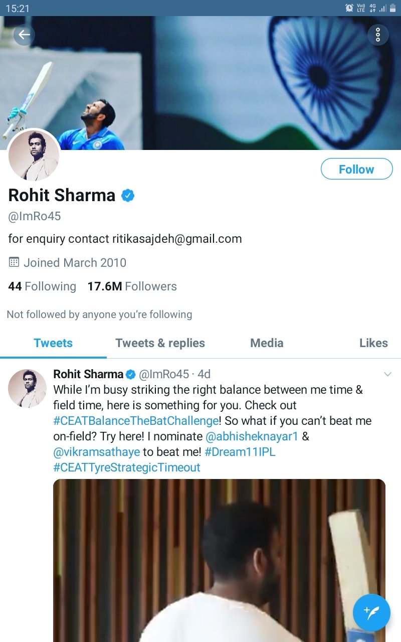 rohit in twitter