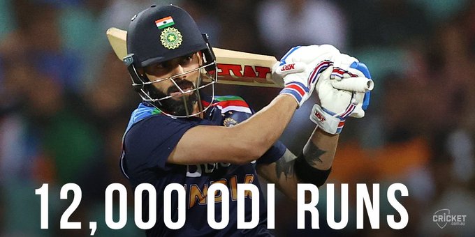 virat kohli becomes the fastest to reach the 12000 odi run mark