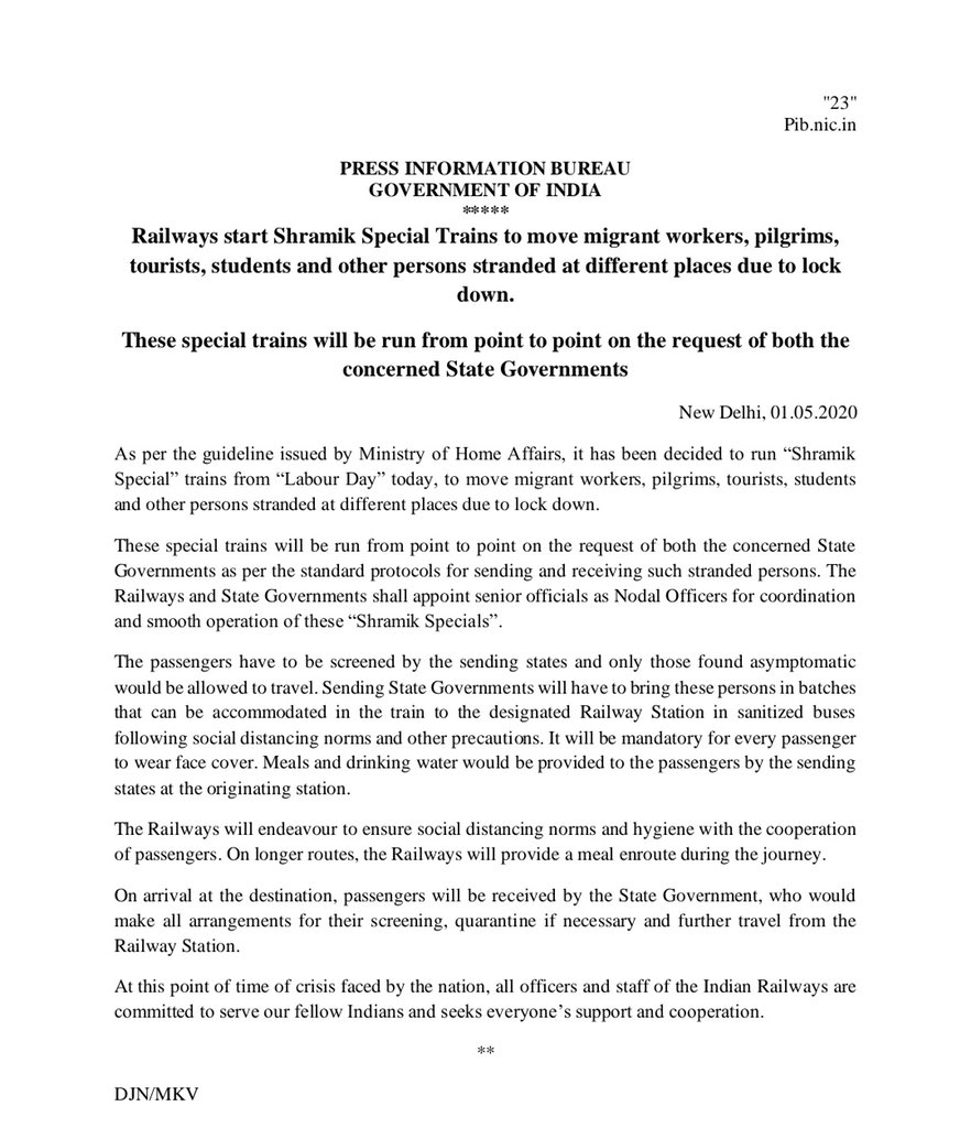 ndian Railways, Shramik Special Trains, migrant workers, pilgrims, tourists, students, persons stranded at different places due to lockdown, ଘର ବାହୁଡିବେ ଫସିଥିବା ଶ୍ରମିକ, ଗଡିବ 6ଟି ‘ଶ୍ରମିକ ଟ୍ରେନ’, ଭାରତୀୟ ରେଳ ସେବା, ପିୟୂଷ ଗୋୟଲ
