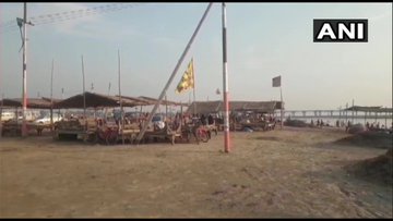 Very few devotees take holy dip in Triveni Sangam