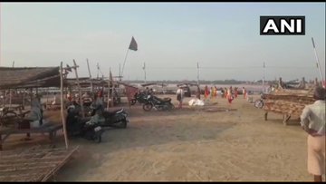 Very few devotees take holy dip in Triveni Sangam