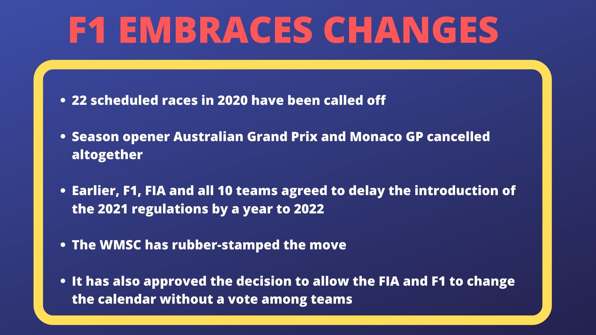 F1 embraces changes