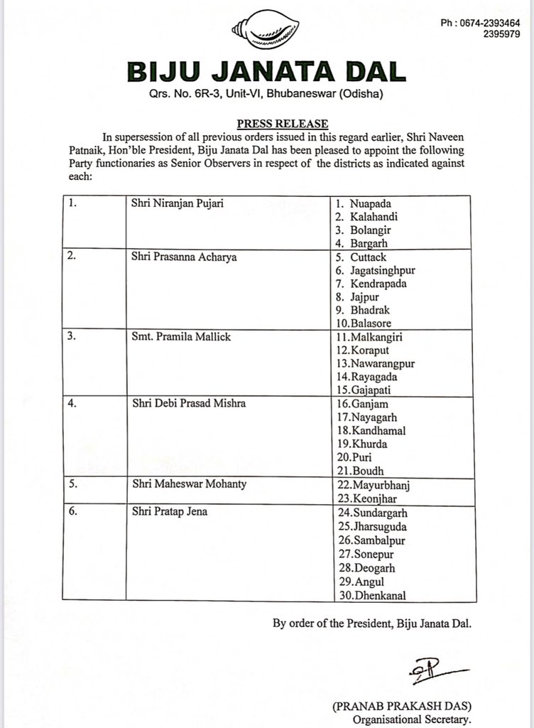 Mision 2024 Polls: ବିଜେଡି ନିଯୁକ୍ତ କଲା ବରିଷ୍ଠ  ପର୍ଯ୍ୟବେକ୍ଷକ