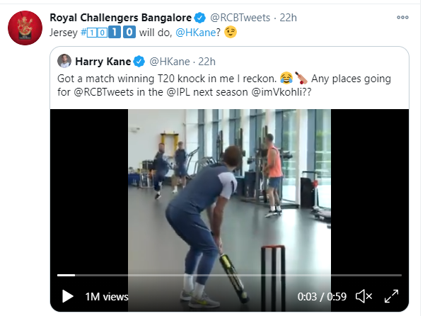 Virat kohli responds to Harry kane's RCB request