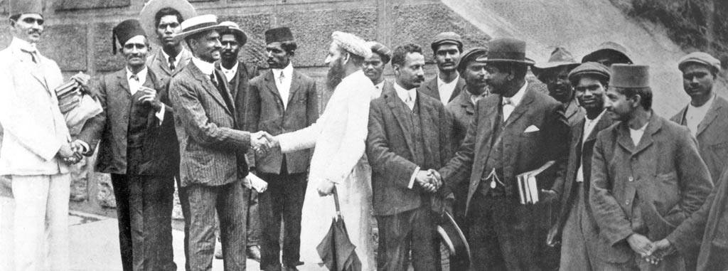 Lawyer Gandhi with representatives of the Indian community in South Africa.