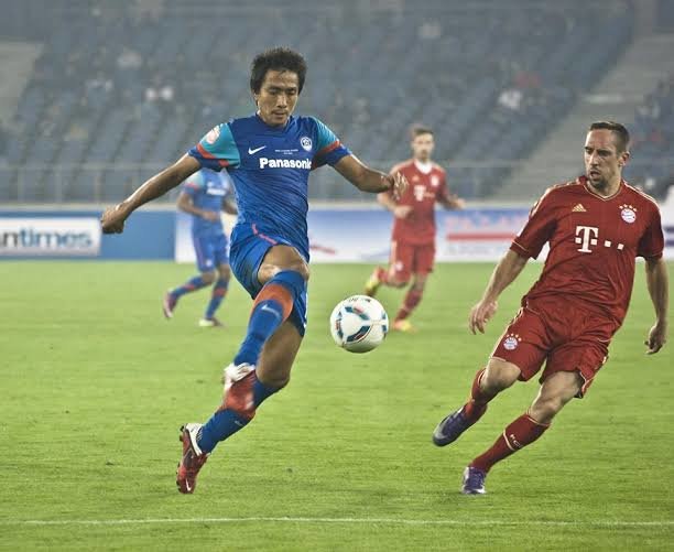 Gouramangi Singh during a friendly against Bayern Munich.