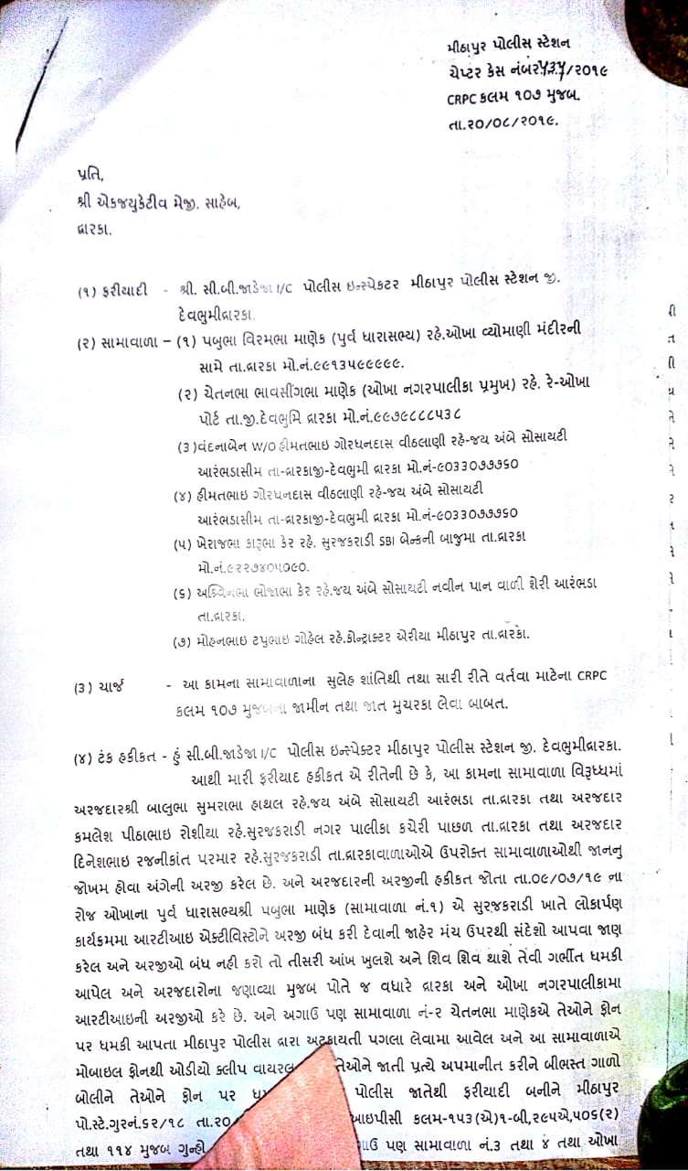 RTI એક્ટિવિસ્ટને જાહેરમાં ધમકી આપવી પૂર્વ ધારાસભ્યને પડી ભારે, પોલીસે લીધા આ પગલા