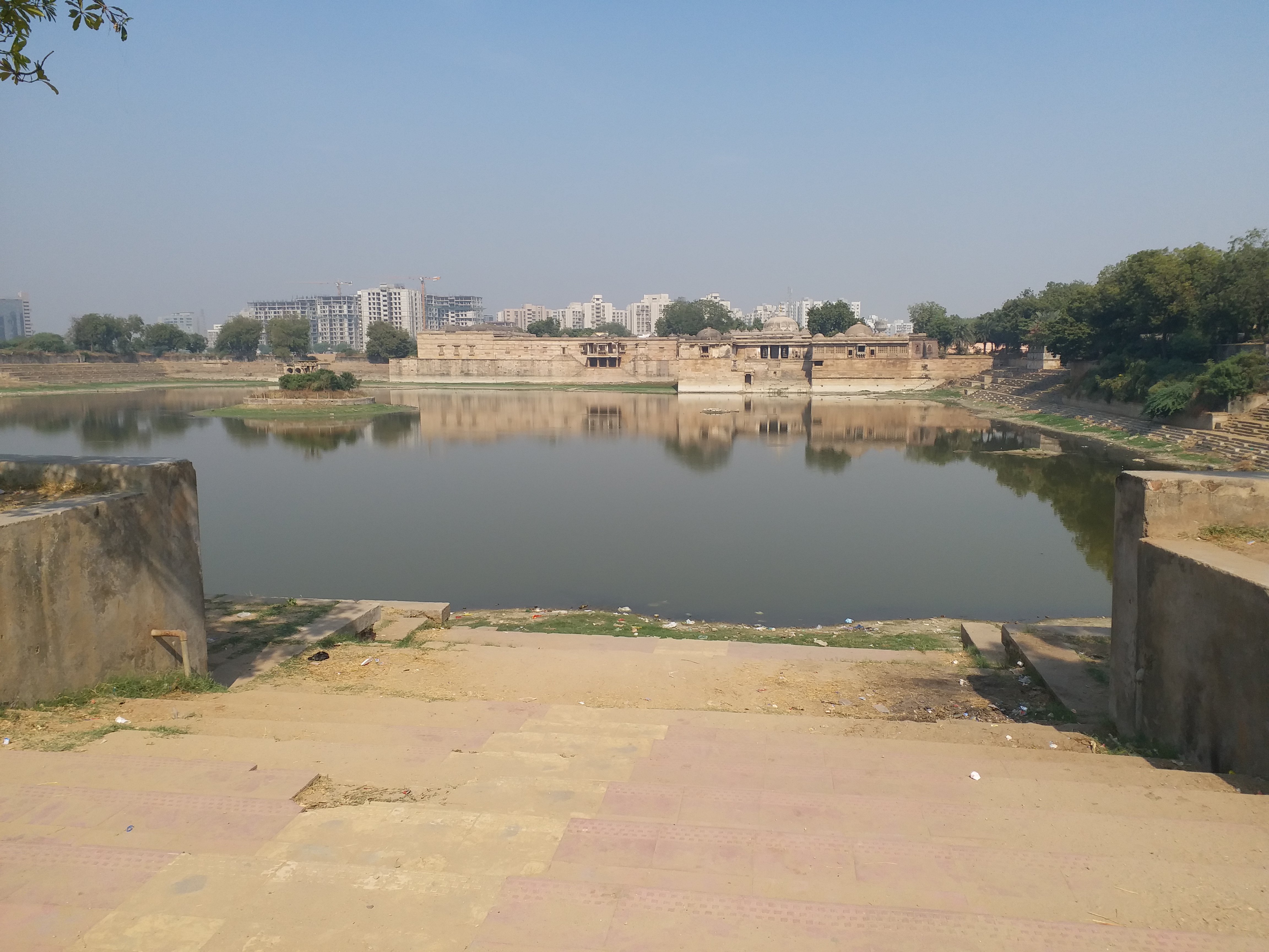 A pile of dirt in the historic Roza Talab of Ahmedabad